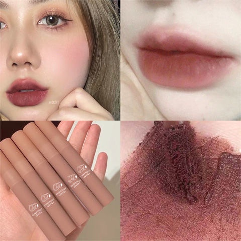 [Hàng mới về] Son Môi Daimanpu Dạng Kem Lì Lâu Trôi Không Thấm Nước Mềm Mịn Như Nhung Có Màu Sô Cô La Hạt Dẻ | BigBuy360 - bigbuy360.vn