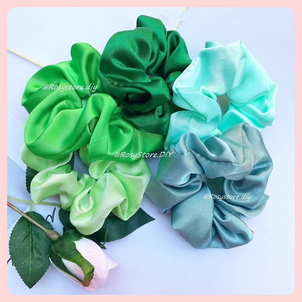 [Ảnh thật]CỘT TÓC VẢI SCRUNCHIES LỤA SATIN TÔNG XANH SANG TRỌNG-THỜI TRANG HÀN QUỐC NỮ PHỤ KIỆN GIÁ RẺ ĐẸP