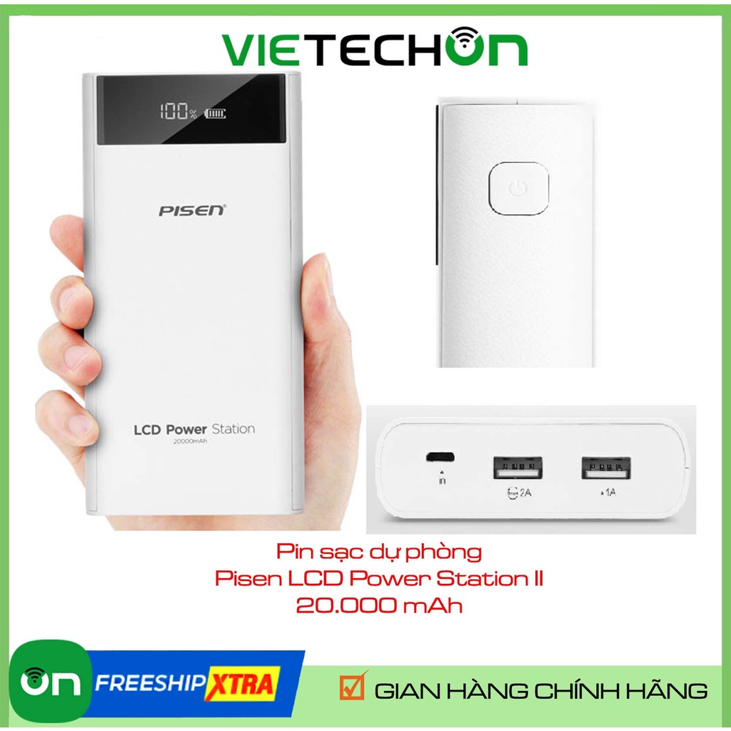 💥 Pin sạc dự phòng Pisen LCD Power Station II 20000mAh💥 màn hình LCD hiển thị trạng thái