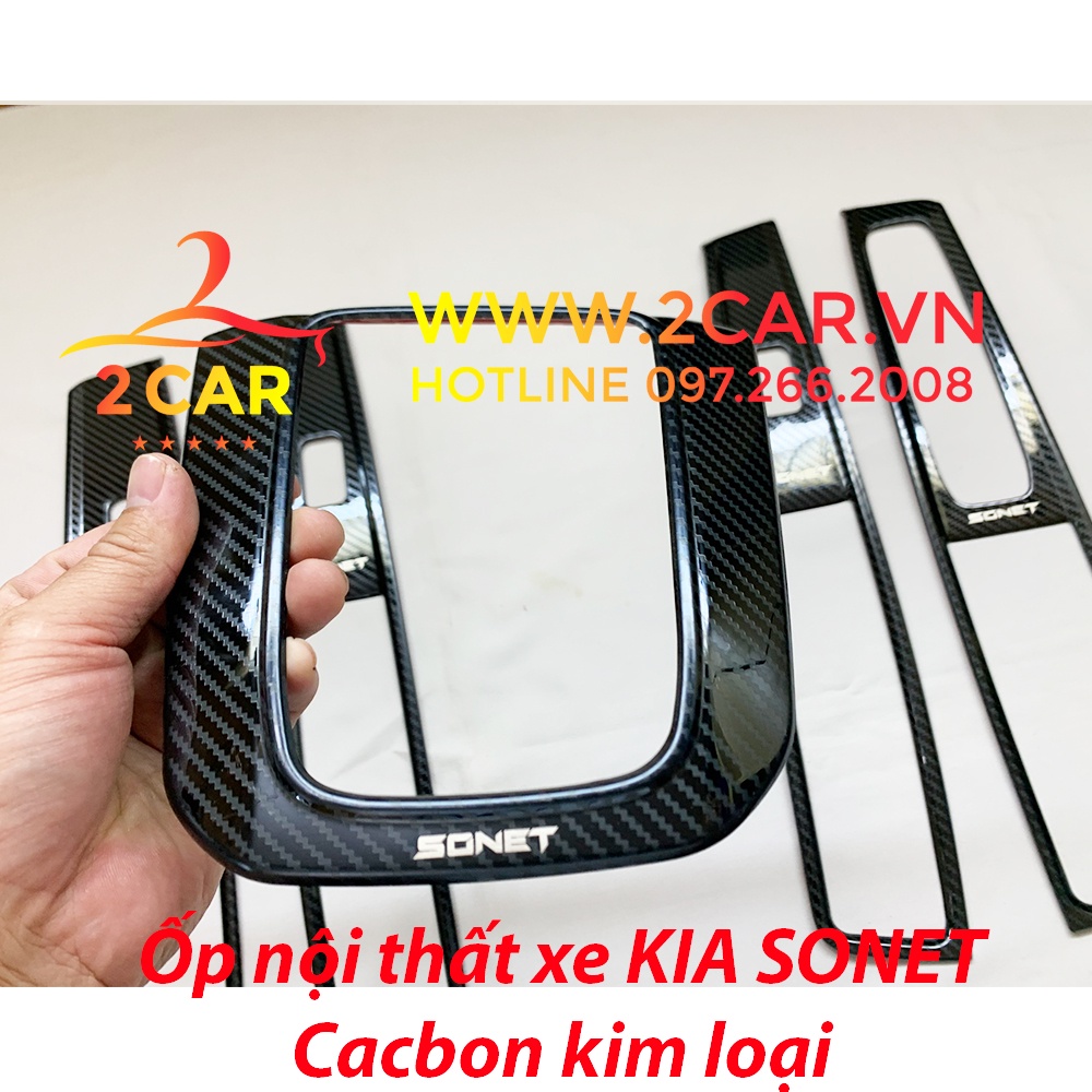 Ốp nội thất CARBON xe Kia SONET 2021-2022, vân CARBON kim loại cao cấp