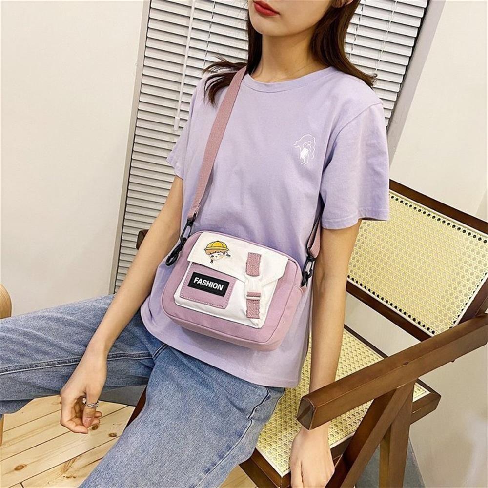 Túi Đeo Vai Bằng Vải Canvas Thiết Kế Mới Thời Trang Theo Phong Cách Nhật