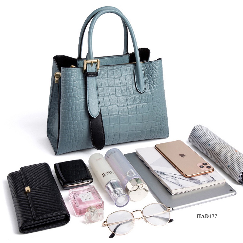 Samdo: Balo kiêm túi xách nữ da thật cao cấp  - Chính hãng Huada - dập vân sang trọng công sở đi chơi đi làm HAD177