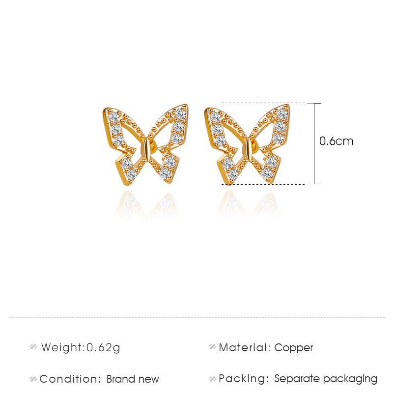 Bông tai đinh tán đính đá nhân tạo thời trang cho nữ