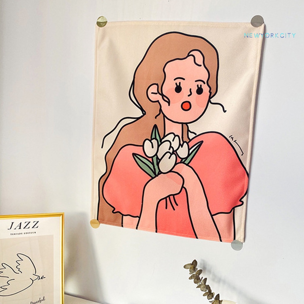Thảm Vải Treo Tường Trang Trí In Hình Cô Gái Xinh Xắn