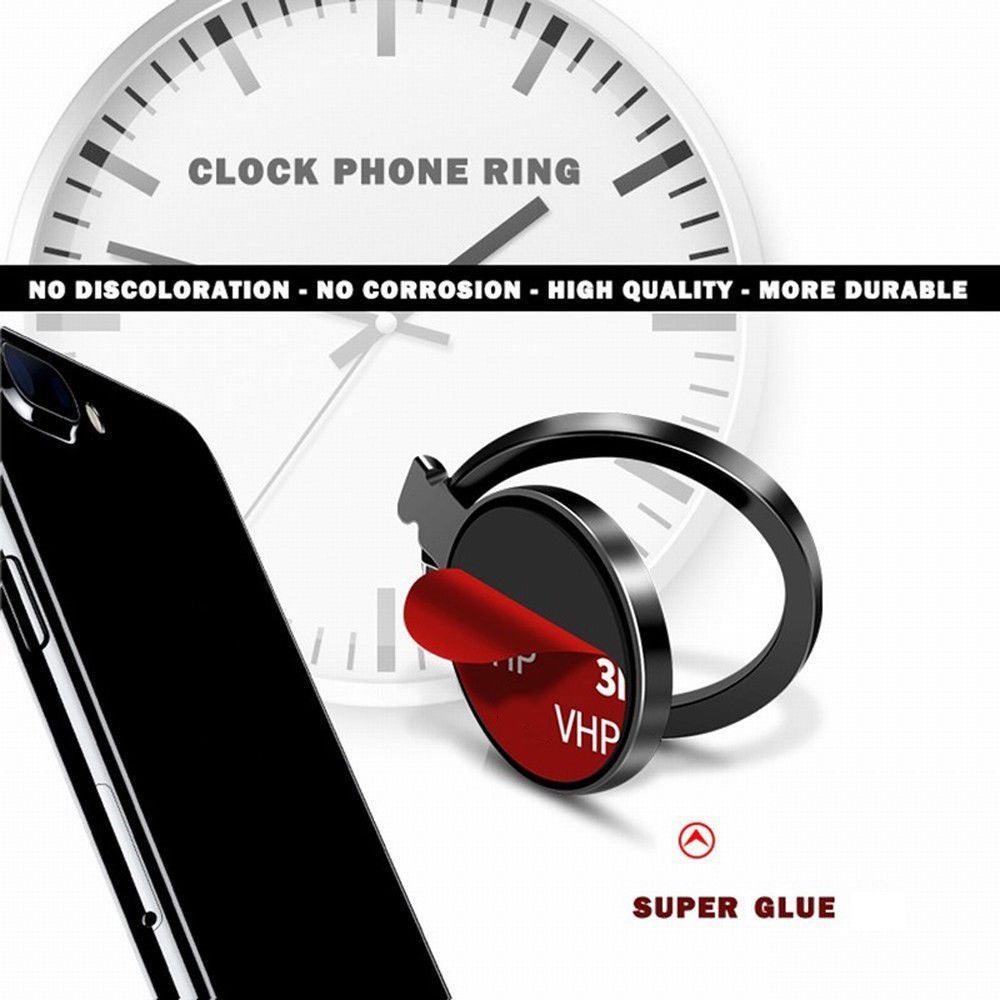 Nhẫn Đỡ Điện Thoại Hình Đồng Hồ Bằng Kim Loại Xoay 360 Độ Nhiều Màu Thời Trang