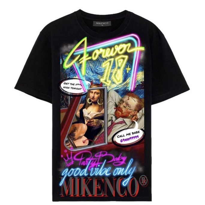 Áo Phông Mikenco 18 Có Check Hiệu Ứng , Áo Thun Chất Liệu Cotton Thoáng Mát Siêu Hot