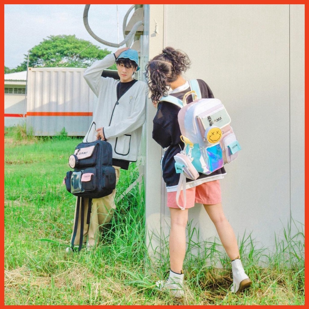 Balo đi học - Cặp đi học Bama 444 Backpack kèm túi tròn mini -Balô Nam Nữ thời trang giới trẻ Bảo hành trọn đời