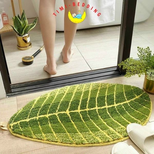 Thảm lau chân thấm nước hình lá cây chống trượt, thấm nước kích thước 40x60cm, 40x70cm và 50x70cm– Timibedding
