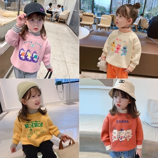 Áo Nỉ Dài Tay Cổ Lọ Giả Hai Lớp Thời Trang Cho Bé Gái