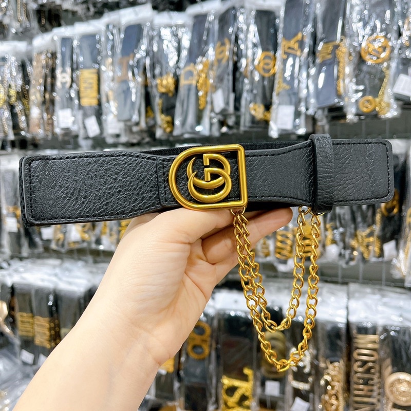 Đai váy bản da 3,5cm sang chảnh có dây xích