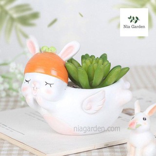 Chậu trồng cây hình thú - thỏ thiên thần siêu cute