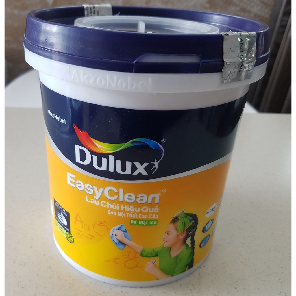 [TẶNG CỌ VÀ LĂN] Sơn tường nội thất Dulux EasyClean lau chùi hiệu quả, trắng mờ, 1 lít