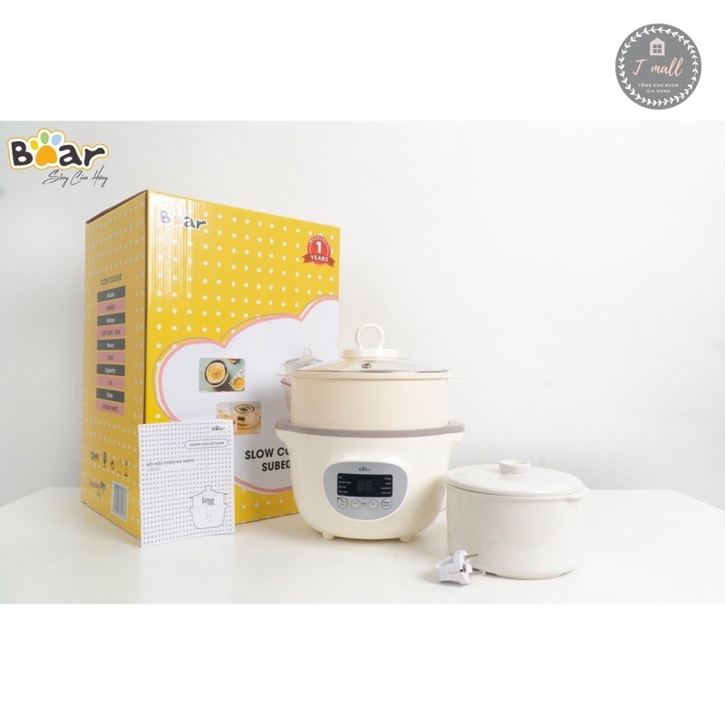 [BẢN QUỐC TẾ] Nồi nấu cháo chậm, nồi ninh hầm đa năng nấu cách thủy BEAR 1,6L BH 12 tháng chính hãng