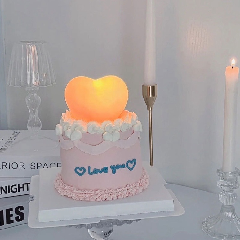 phụ kiện trang trí bánh kem [FREESHIP❤️] trái tim nhựa gắn led sáng
