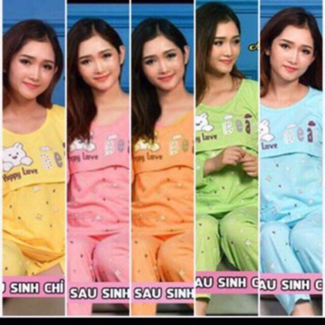 Bộ sau sinh cotton cho mẹ 48-67kg Quần có chun chỉnh bụng