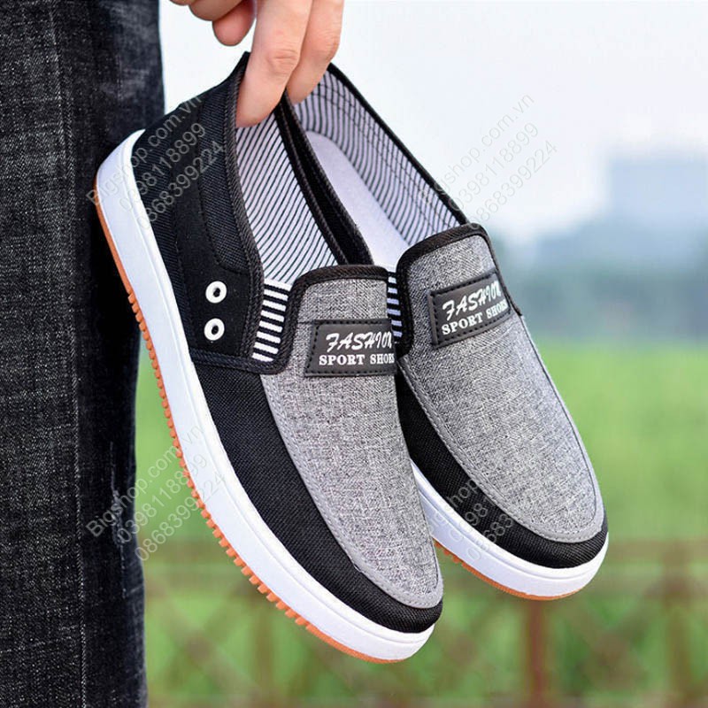 Giày lười vải nam mẫu mới, cao cấp, vải canvas êm thoáng khí và rất bền | BigBuy360 - bigbuy360.vn