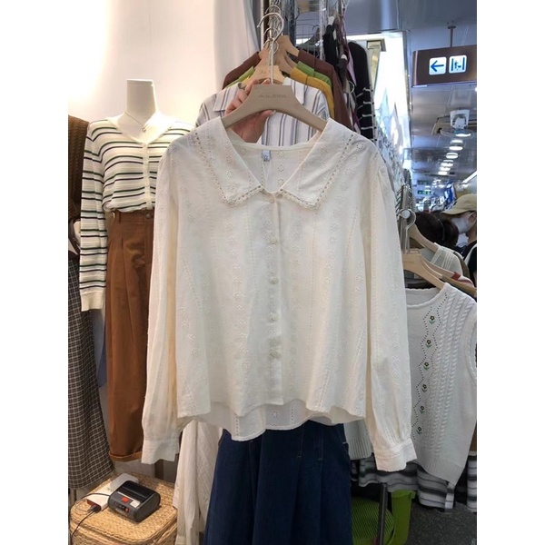 Áo sơ mi thô ren hoa