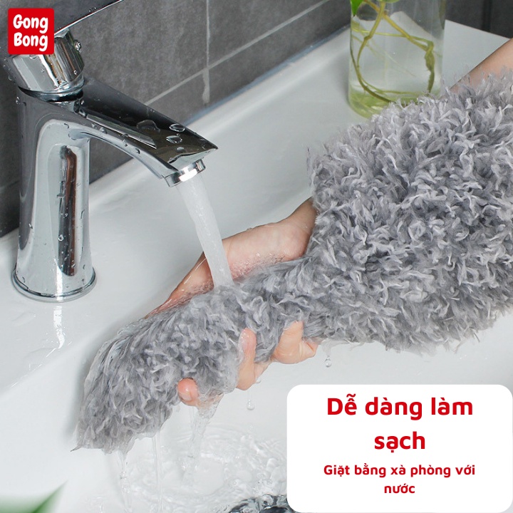 Chổi quét bụi cây phất trần thông minh cán dài 2m8 có thể thu rút gọn điều chỉnh độ dài quét màng nhện tiện lợi