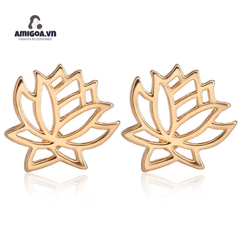 Khuyên Tai Xỏ Lỗ Hình Hoa Sen/Hoa Sen Đơn Giản Thời Trang Cho Nữ