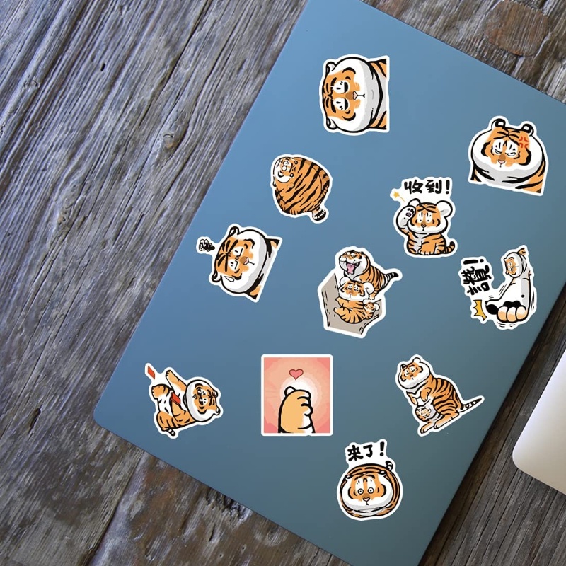 100 Miếng Dán Vinyl Chống Nước Hình Con Hổ Dễ Thương