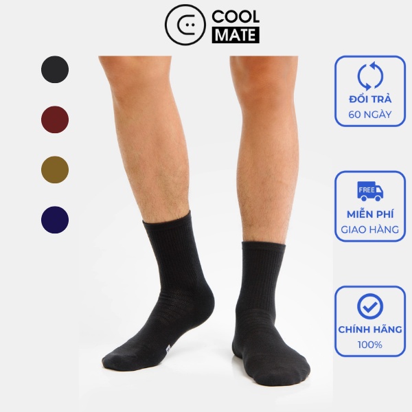 Tất cổ dài Cotton Solid Casual hút ẩm thoáng khí - Thương hiệu Coolmate