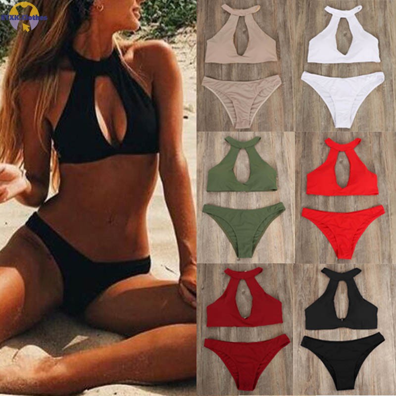 1 Bộ Bikini Màu Trơn Thời Trang Nữ Tính