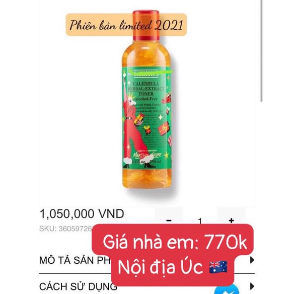 Toner hoa cúc Kiehls 250ml phiên bản Holidays Limited - Hàng Úc đủ bill