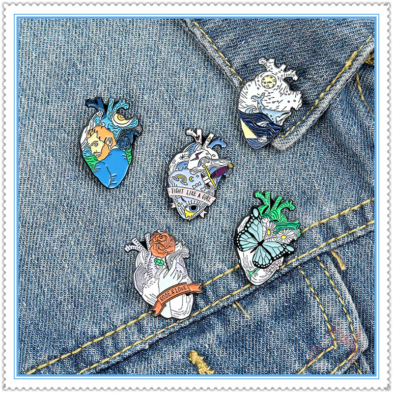 ★ The Artwork of Heart Series 01：Butterfly / Rose / Waves / Starry Night Brooches ★ 1Pc Fashion Doodle Enamel Pins Backpack Button Badge Brooch