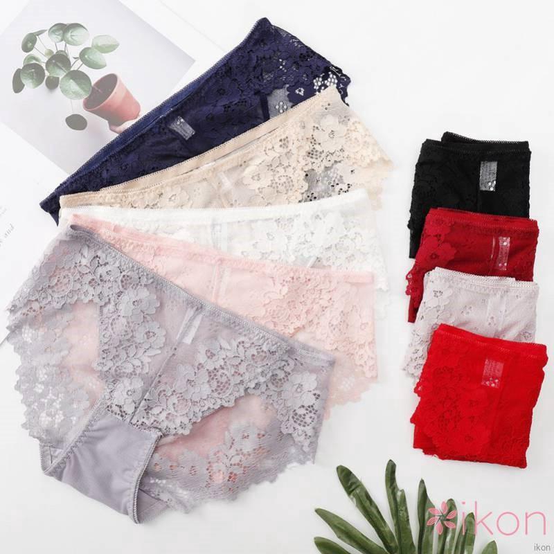 Quần lót cotton phối ren giấu đường may thời trang