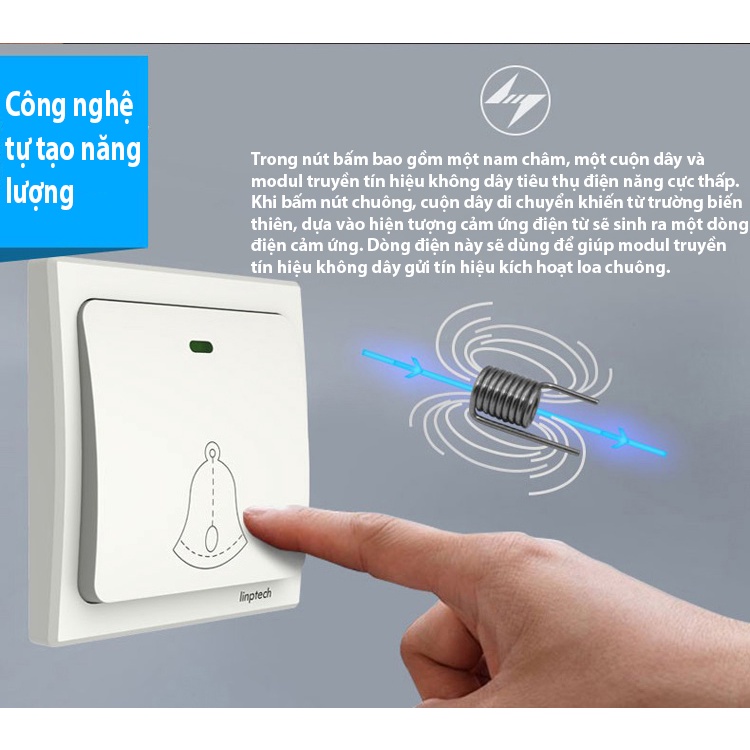 Chuông Cửa Báo Khách Chống Nước KHông Dây Không Pin