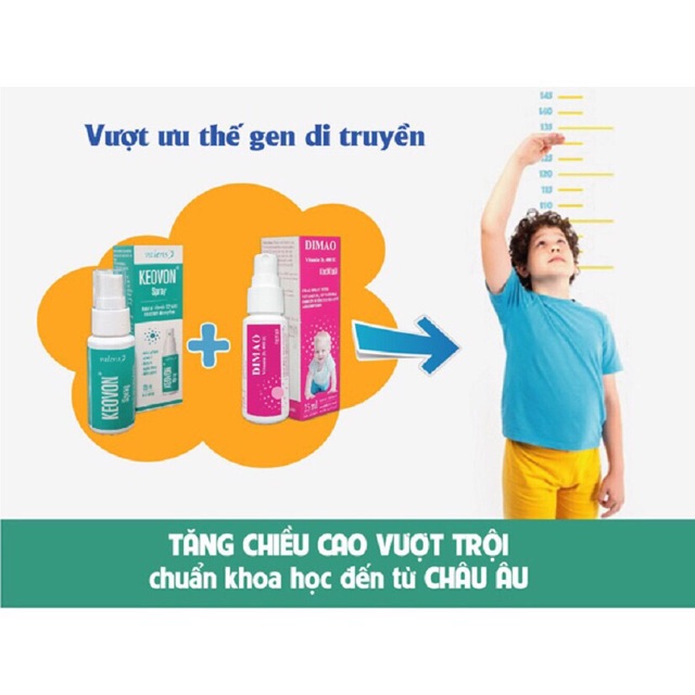 Keovon Spray Vitamin K2 Dạng xịt- Hấp thụ canxi, tăng chiều cao cho trẻ