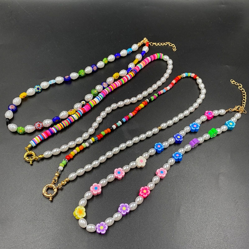 Brroa Set 4 Vòng Cổ Choker Xâu Hạt Nhiều Màu Sắc Có Thể Điều Chỉnh Dành Cho Nữ