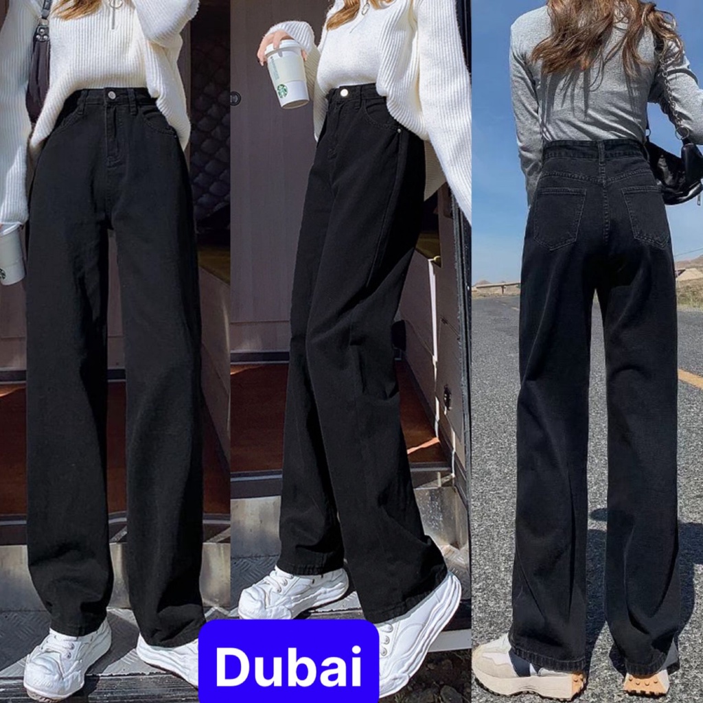 QUẦN BAGGY JEAN NỮ CHẤT BÒ ĐEN ỐNG SUÔNG RỘNG DÀI LƯNG CAO NÂNG MÔNG NEW VIP DB-069 CAO CẤP,DUBAI FASHION
