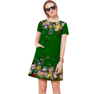 Đầm nữ dáng suông in 3d sành điệu tonikim v6