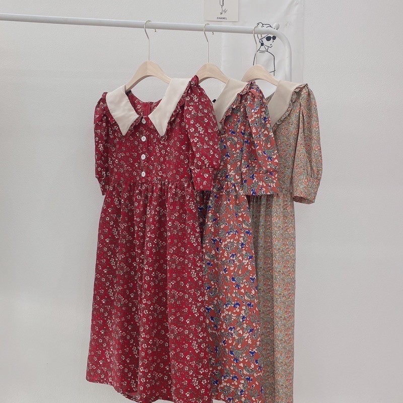 [Ảnh thật/Sẵn]Váy hoa thiết kế cổ be cúc trước/Đầm hoa vintage tiểu thư | BigBuy360 - bigbuy360.vn