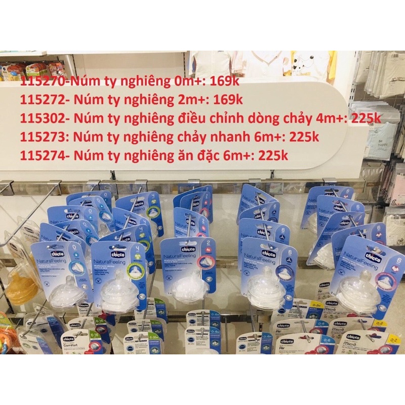 Núm ty thay bình sữa Chicco Natural Feeling dành cho bé 0+,2m+,4m+,6m+