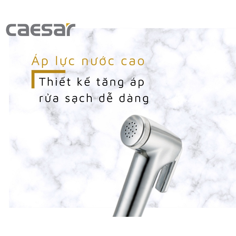 Vòi xịt vệ sinh Caesar BS304CW, vòi rửa cầm tay xi mạ crom inox, Cam kết chính hãng