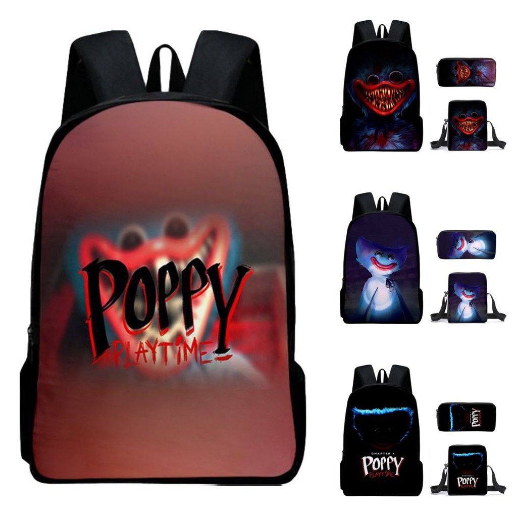 Poppy Playtime Huggy Wuggy Kissy Ba Lô Đi Học Có Hộp Đựng Bút
