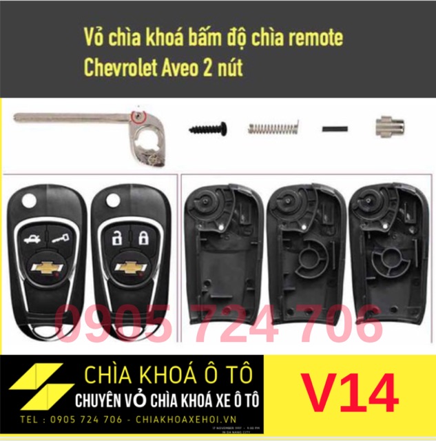 Vỏ Chìa khoá xe Ô tô Chevrolet Aveo, Spark, Vivant V14
