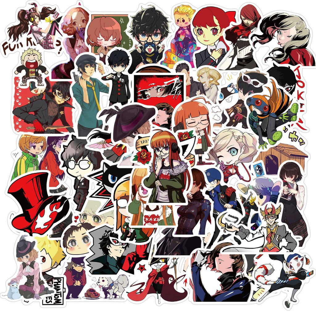Y&P| Bộ 50 nhãn dán họa tiết hoạt hình Persona 5 - B