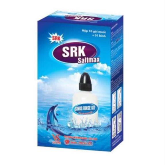 Bình rửa mũi SRK SALTMAX (Hộp 10 gói x 2,145g+ chai nhựa 240ml)