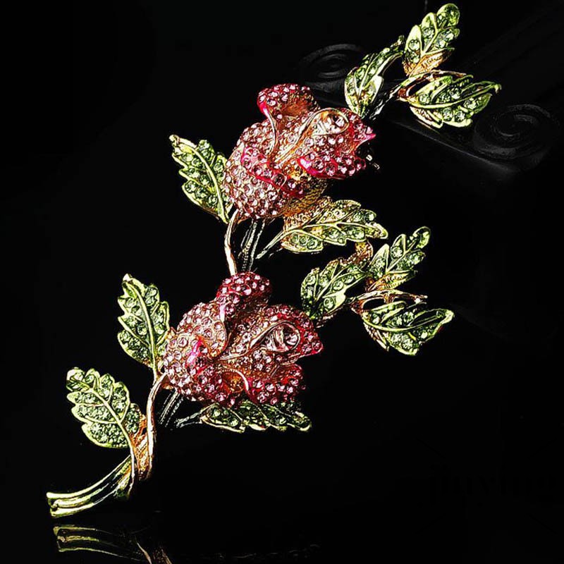 GETNOIVAS Ghim cài áo hình hoa hồng đính đá xinh xắn dành cho nữ