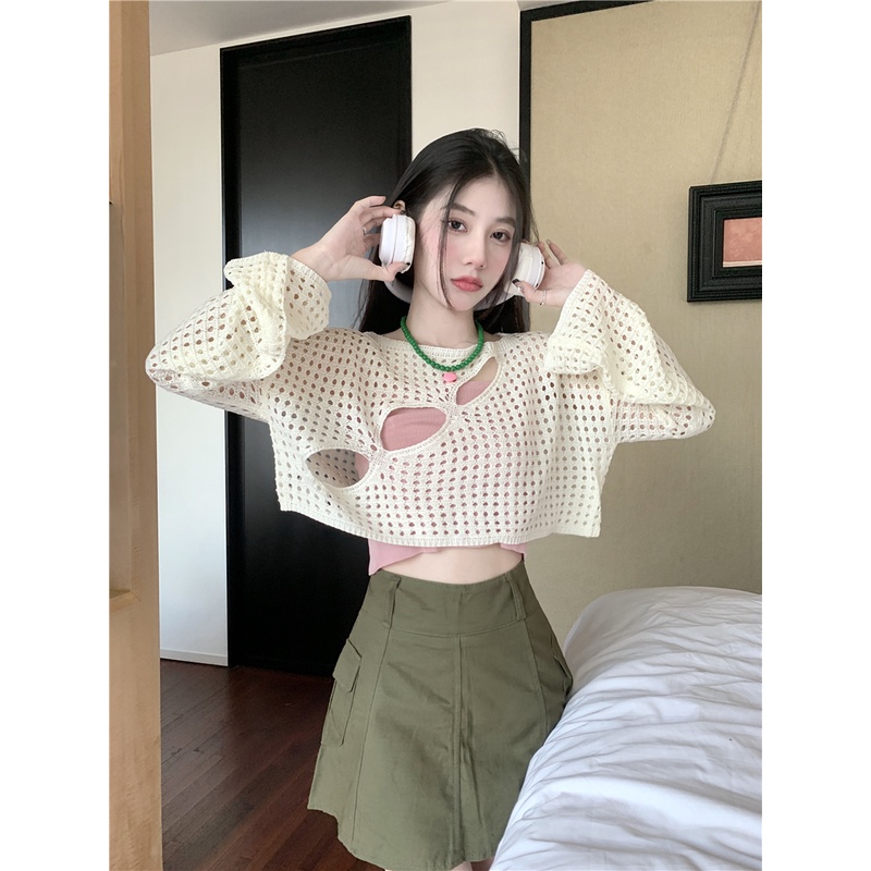622158#Áo Kiểu Dáng Rộng Khoét Lỗ Thời Trang Mùa Hè Mới Cho Nữ