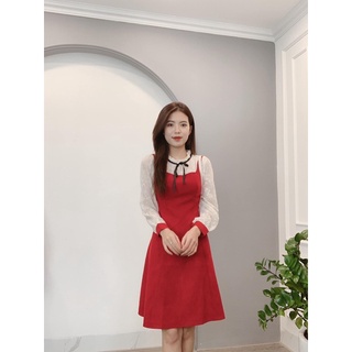 Đầm nhung tăm nơ đen