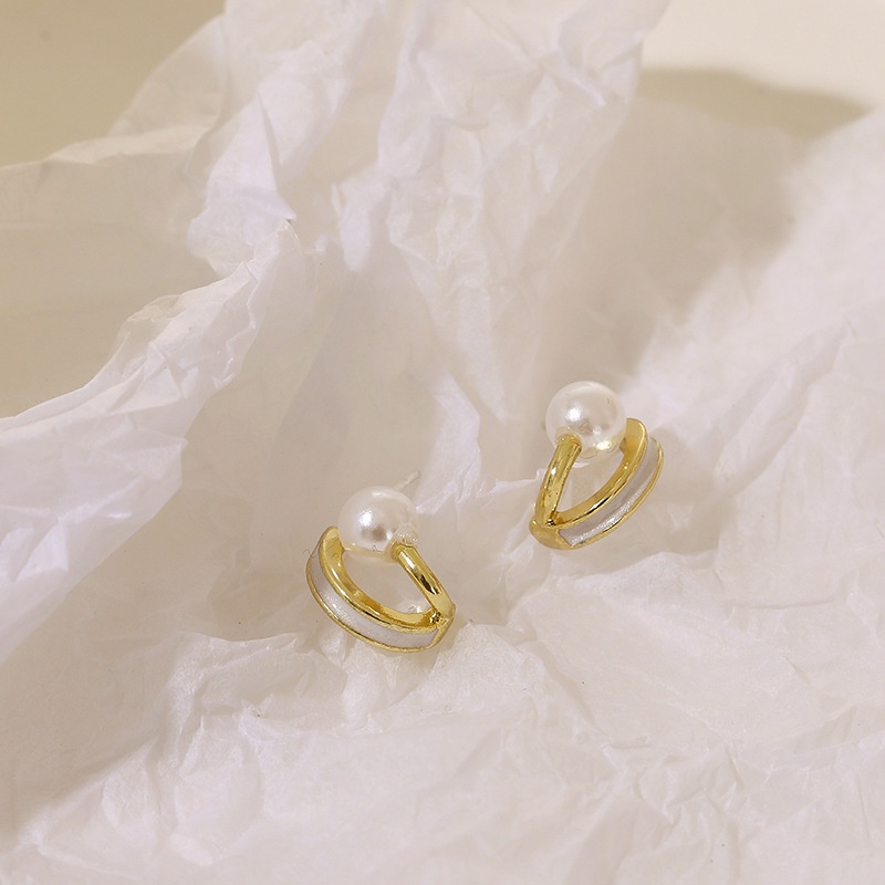 Đôi Khuyên Tai Mạ Bạc 925 Đính Ngọc Trai Thời Trang Cho Nữ