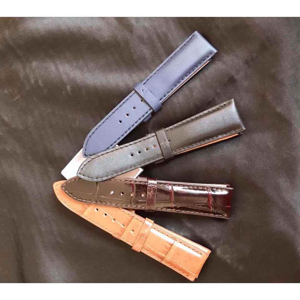 Dây da đồng hồ nam màu nâu da bò thật đủ size 18m/20m/22m