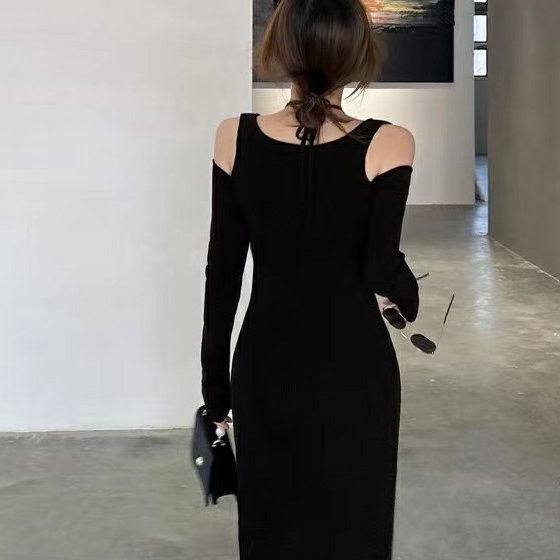 SUXI Đầm Maxi Dệt Kim Tay Dài Màu Sắc Thanh Lịch Thời Trang Mùa Thu Cho Nữ