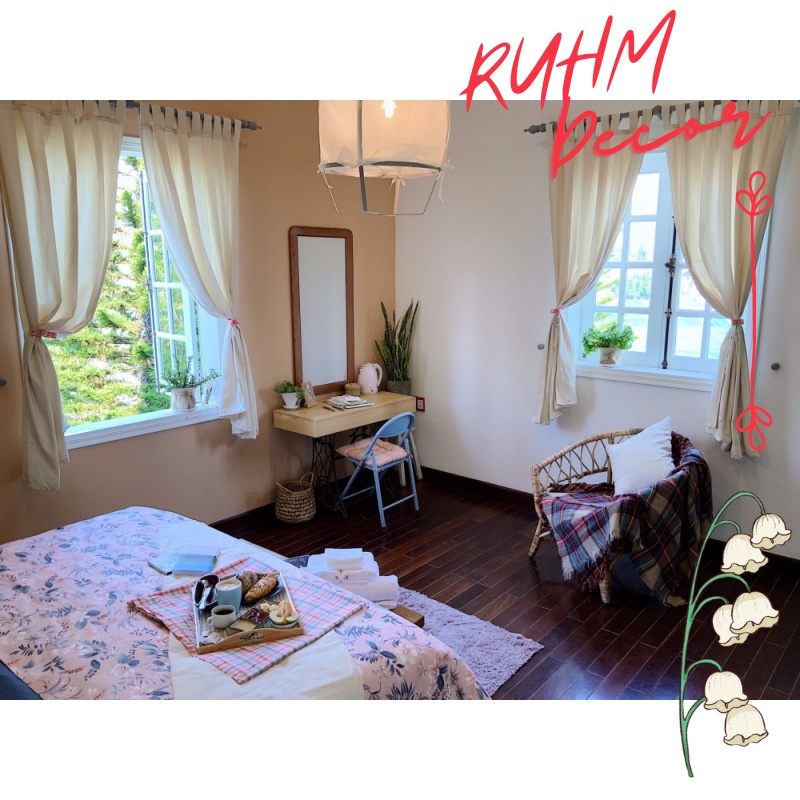 Rèm vải bố mộc trang trí cửa sổ decor homestay farmstay phong cách vintage Ruhm Decor -