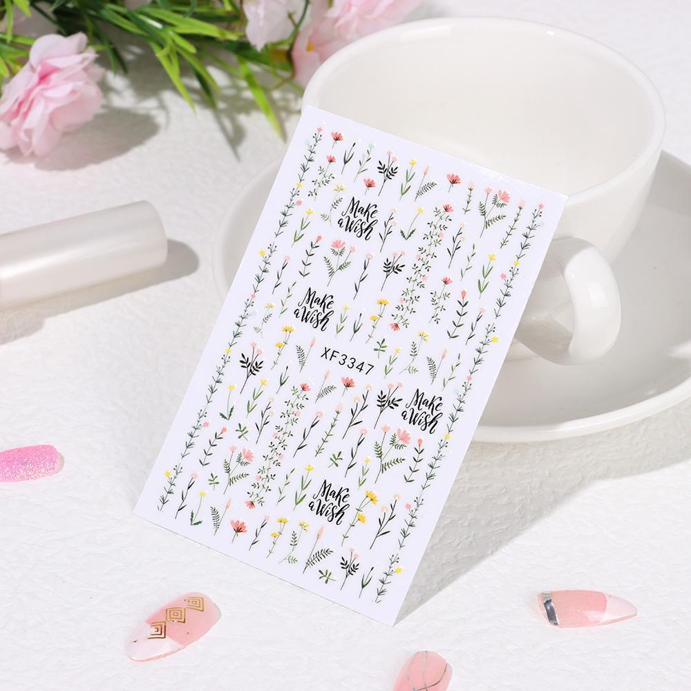 DIACHAVN Sticker Dán Móng Nghệ Thuật Hình Hoa Hồng Và Lá