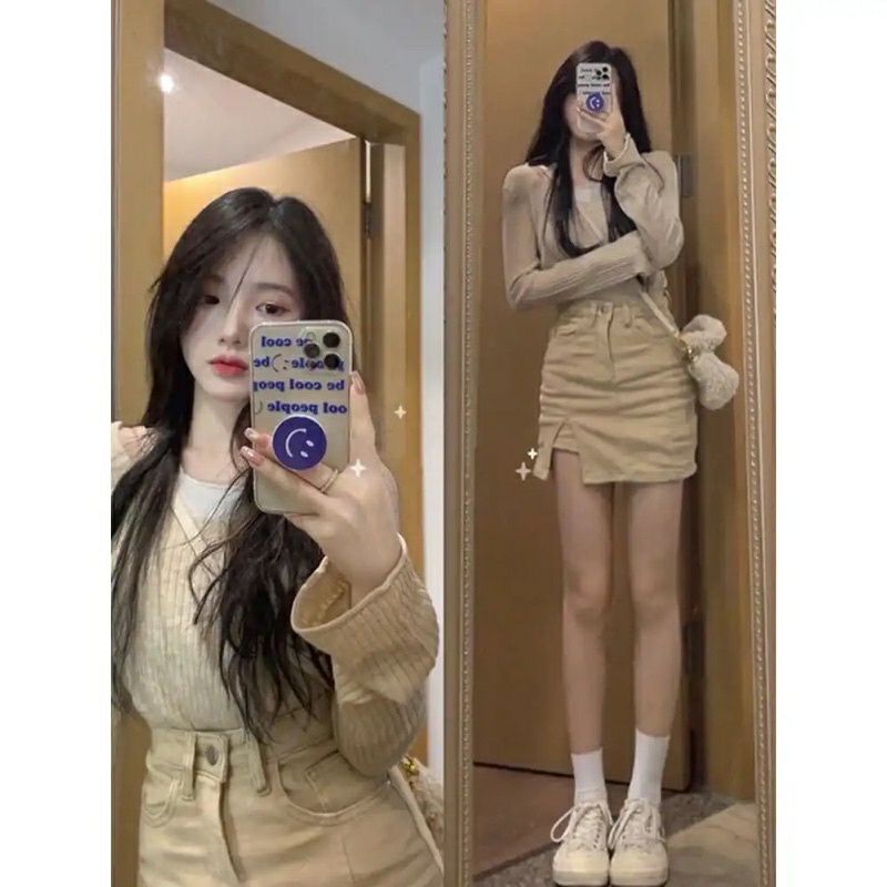 Set Áo trễ vai + Chân váy 🐮